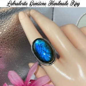 Radiant Genuine Labradorite Gemstone Handmade Ring